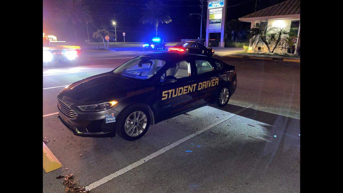 The All Florida Safety Institute car that Florida High way Patrol says a Hudson, Florida man was driving when he was arrested on a DUI charge.