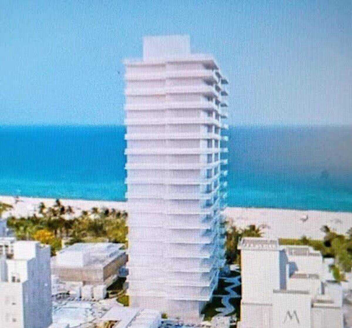 Architectural rendering of the Raleigh renovation, showing the new proposed 200-foot condo tower.
