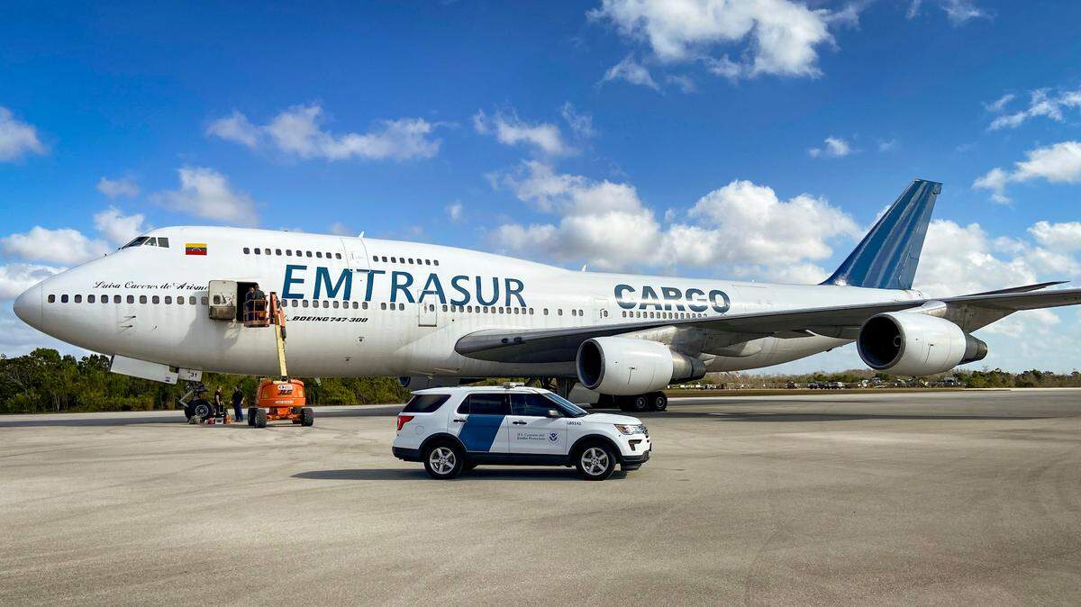 A Venezuelan-owned Boeing 747 cargo plane, purchased from a sanctioned Iranian airliner, was confiscated by U.S. authorities at Miami-Opa-locka Executive Airport on Monday, Feb. 12, 2024.