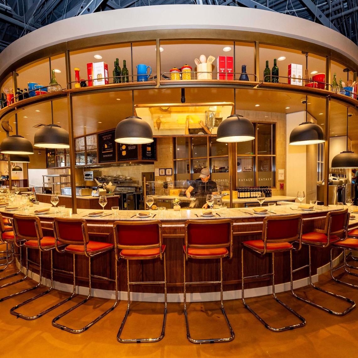 The counter at Il Pastaio restaurant at the Italian marketplace Eataly in the Aventura Mall.