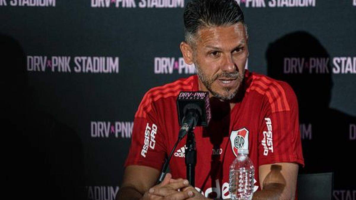River Plate coach Martin Demichelis talks to the media in advance of Saturday’s friendly against Millonarios in Fort Lauderdale.