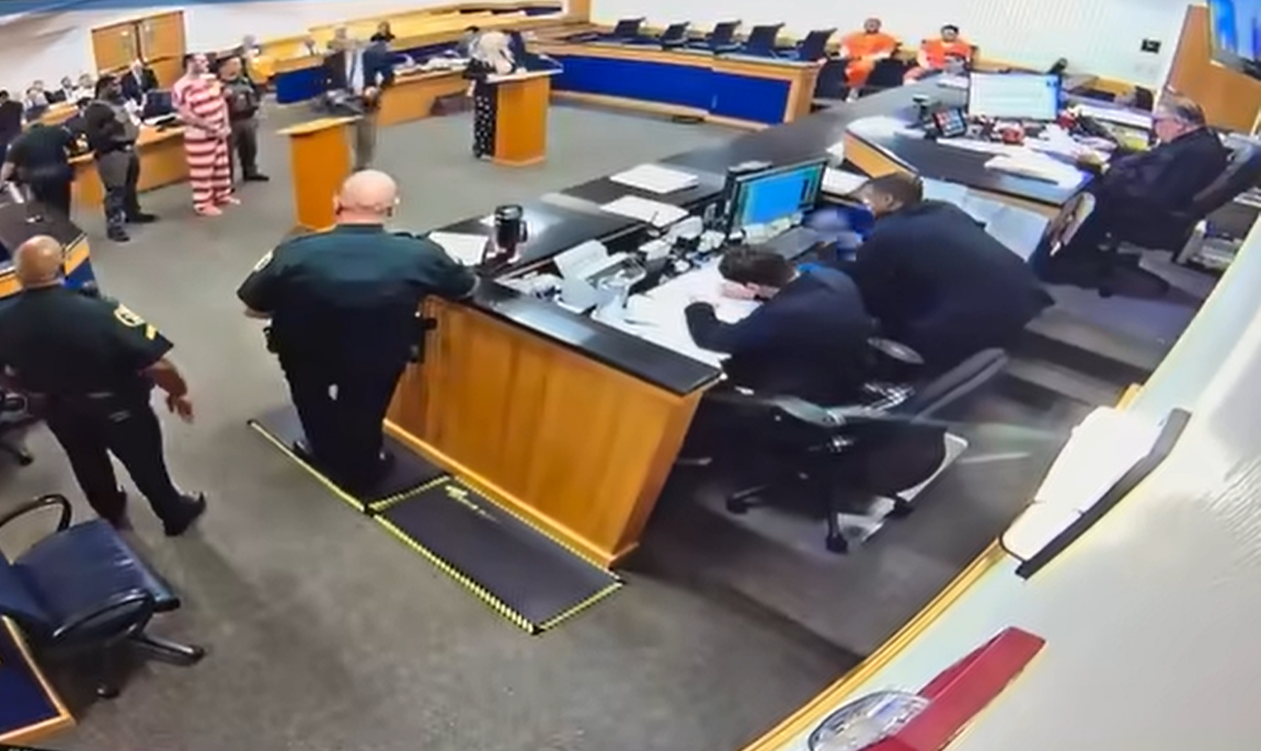 The incident happened Wednesday, Sept. 10, in a Martin County courtroom and ended with at least five deputies piled on top of 46-year-old Evan Paul McCullough.