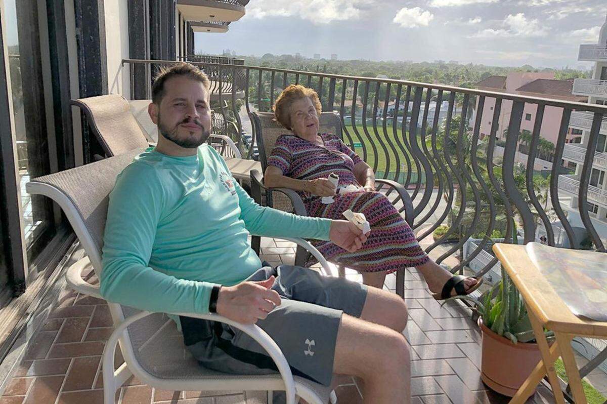 Hilda, seen with her grandson Michael on the balcony of her apartment at Champlain Towers South, was the matriarch and the soul of the Noriega family, according to relatives.