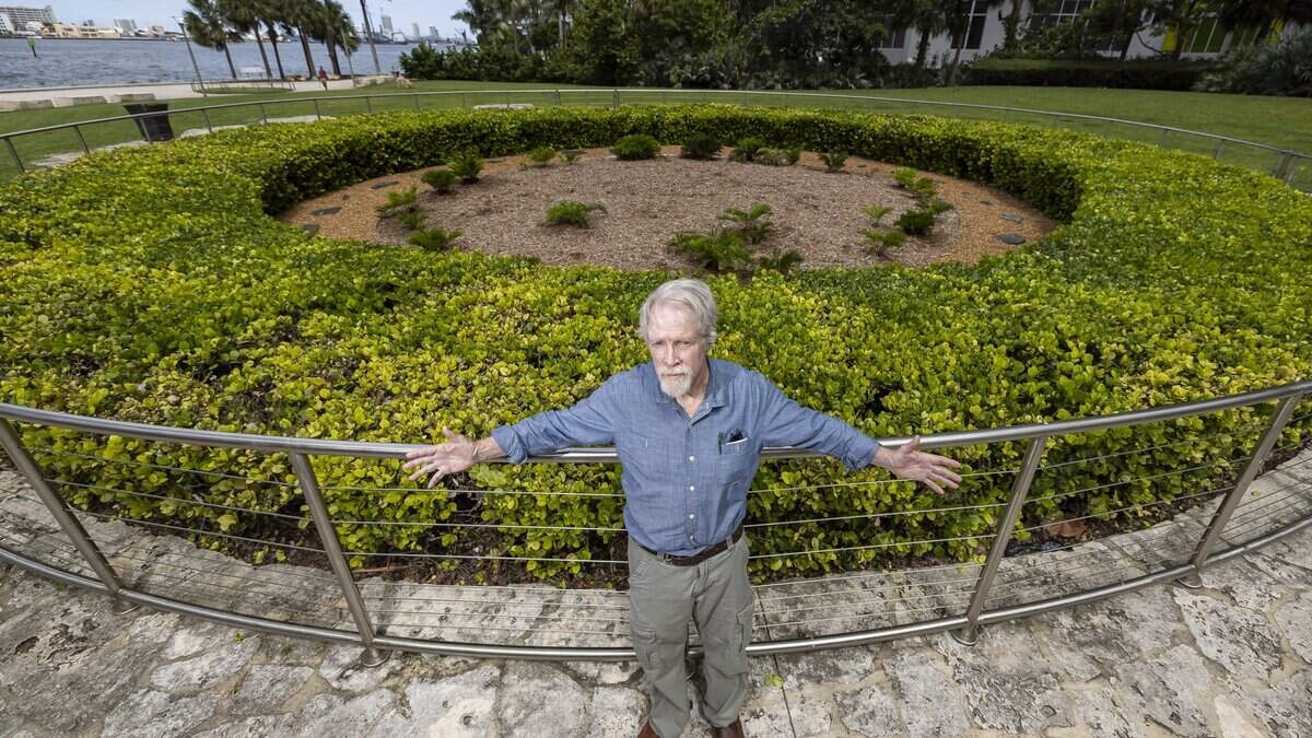 Archaeologist Bob Carr is photographed at the Miami Circle on Wednesday, June 10, 2026, in Miami, Fla.