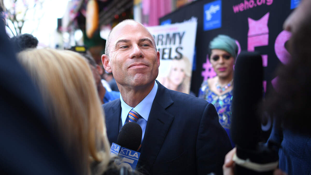 Stormy Daniel's lawyer Michael Avenatti is interviewed by reporters after his client received the key to the city in West Hollywood, California, on May 23, 2018. Avenatti is representing Arizona student Kathryn Novak in her suit against University of Central Florida student Brandon Simpson, Delta Sigma Phi and four of its fraternity members for allegedly sharing images of sexual encounters she had with Simpson when they were in a long-distance relationship.
