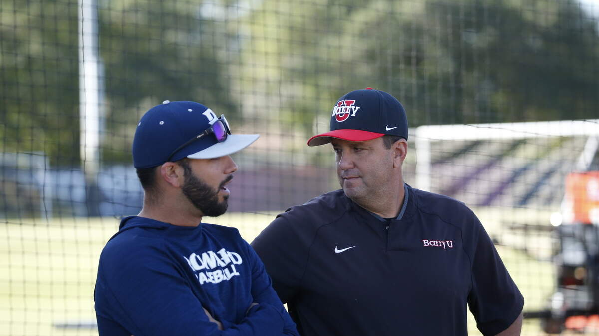 Barry University coach Juan Ranero, right.