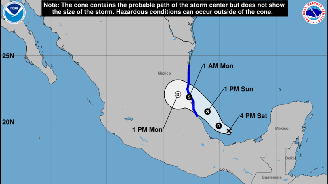 Tropical depression forms near Mexico, may become tropical storm before landfall