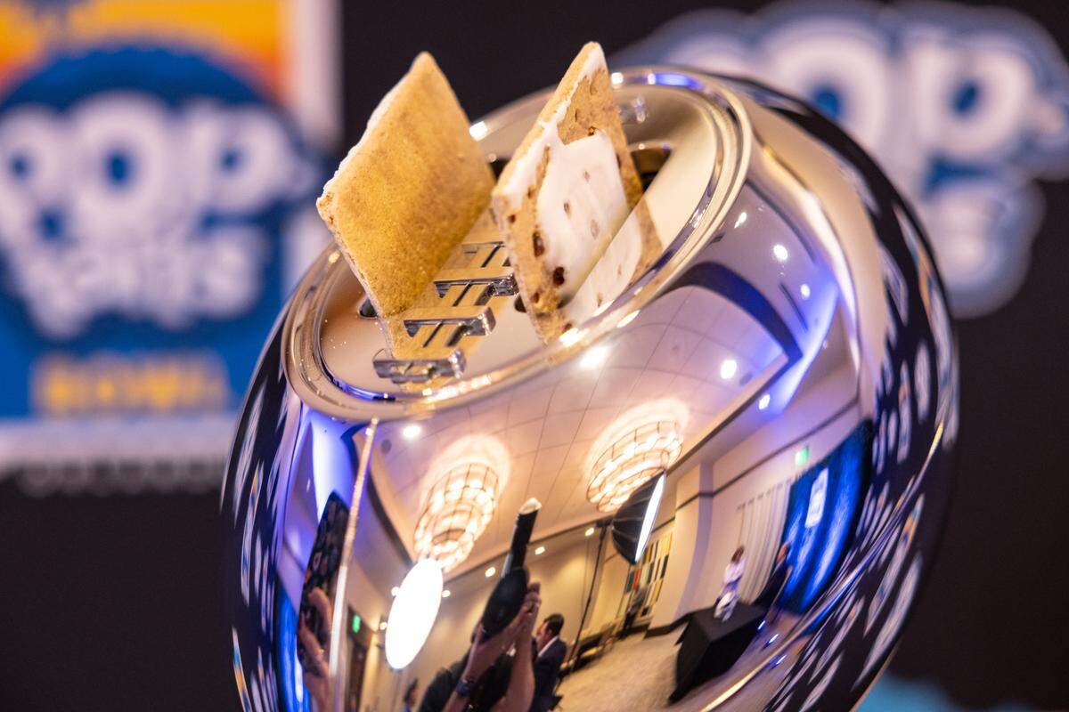 An up-close look at the Pop-Tarts Bowl trophy, which features a working toaster.