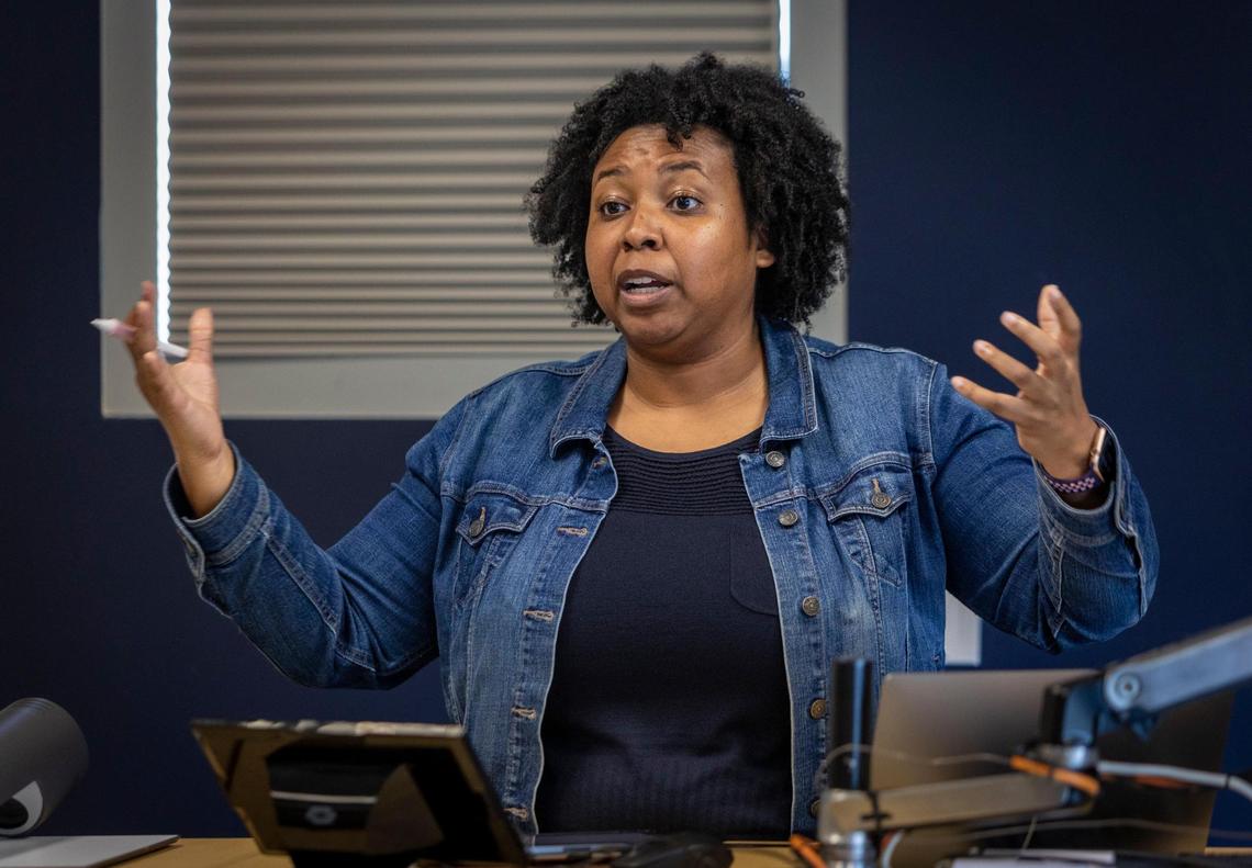 Professor Charity Watson solicits answers from her Calculus I students. Miami, Florida, August 31, 2023 -