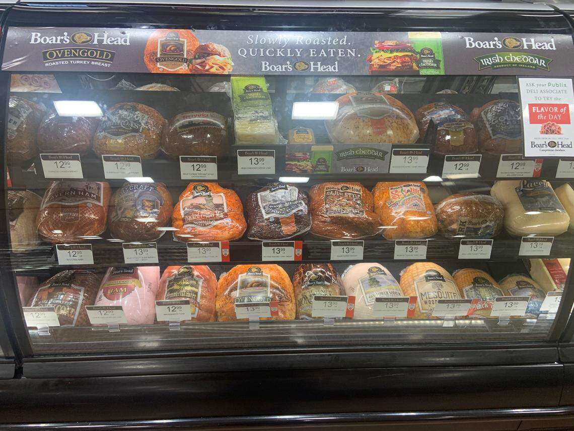 The Boar’s Head section of a deli counter at a Miami Publix. The lawsuit filed in Minneapolis federal court involves Boar’s Head deli meat bought from a Publix in Hollywood.