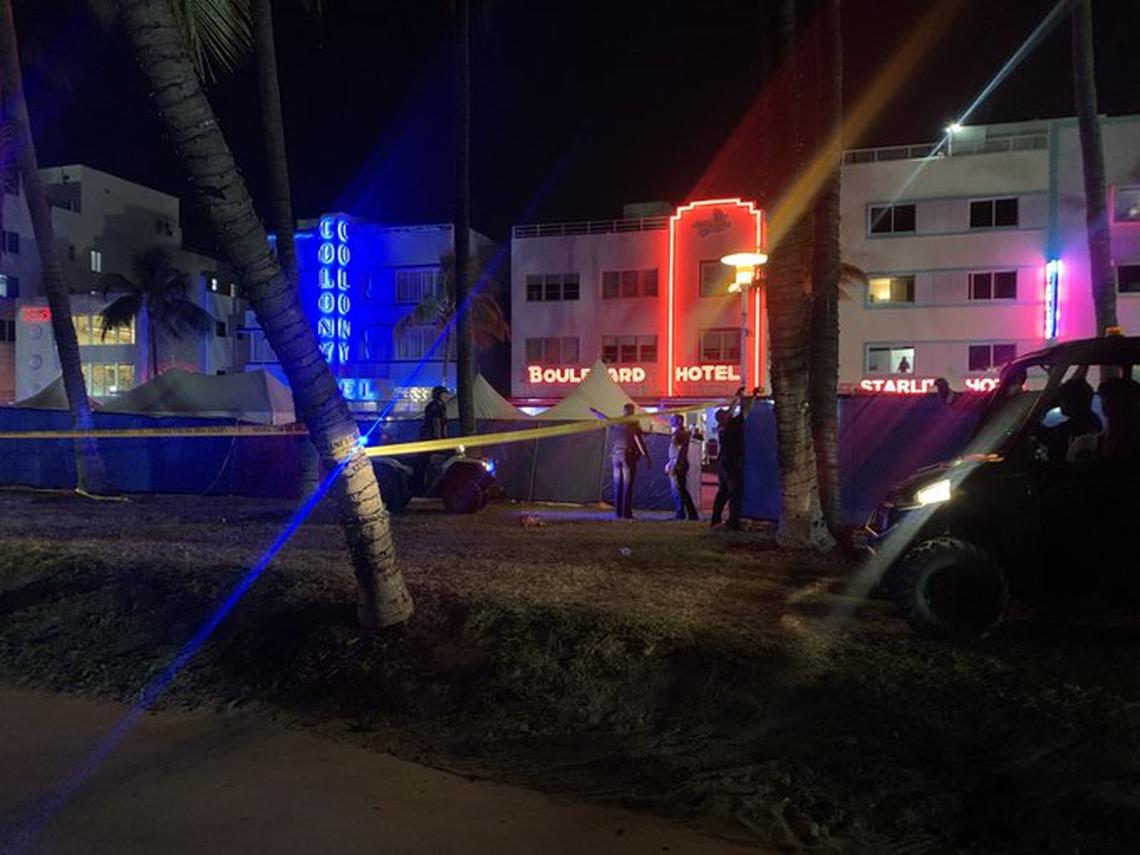 Police had an area of Ocean Drive near Seventh Street cordoned off Friday night, March 17, 2023, after a shooting.