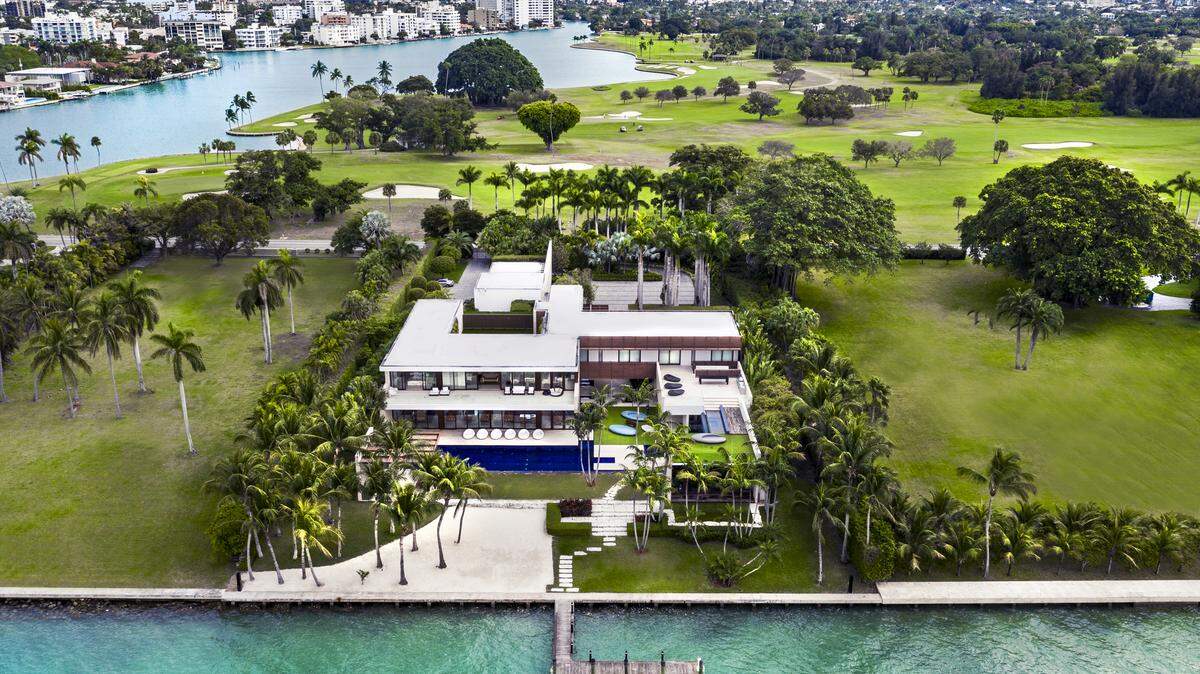 The 10-bedroom, 14-bathroom mansion at 3 Indian Creek Island Road sold in February 2019 for $50 million, a new record for a single-family home in Miami-Dade.
