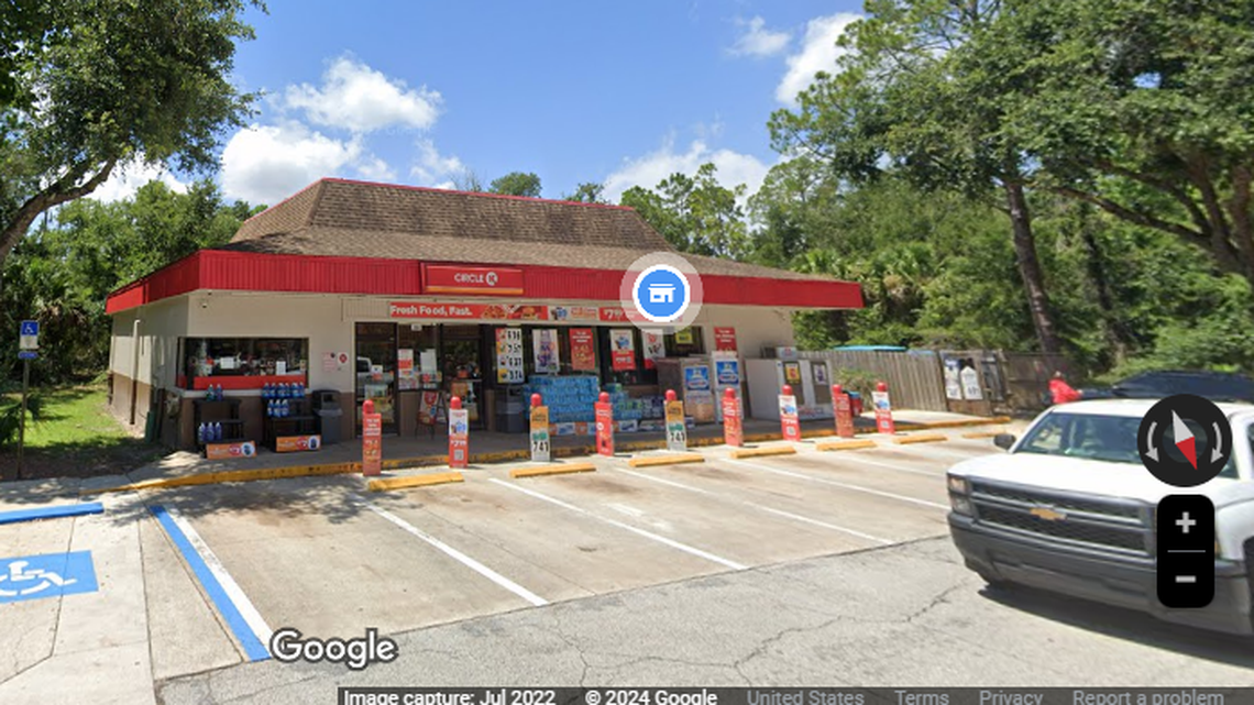 Two men report they were attacked outside this Florida convenience store when a man took offense during a “religious debate,” investigators say.