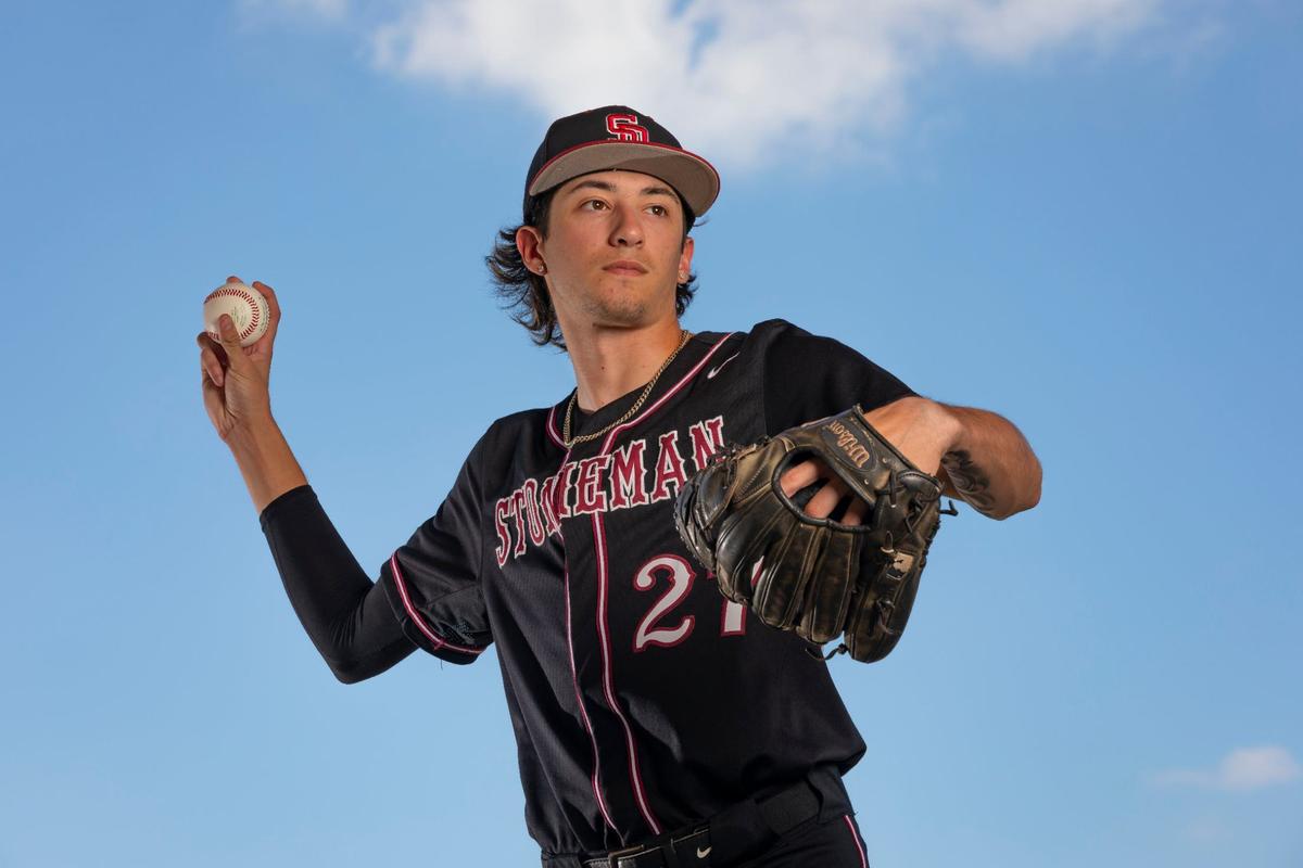Marjory Stoneman Douglas High School’s Jayden Dubanewicz is photographed at Brian Piccolo Park on Tuesday, June 4, 2024 in Cooper City, Fla. Dubanewicz is the Miami Herald’s Broward Boys Baseball Pitcher of the Year.