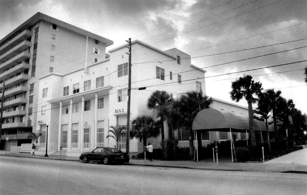 The former Arlington Hotel where Woody’s Nightclub was located. Hulanicki’s first commission on Miami Beach was the interiors of the club, which was owned by Ron Wood of the Rolling Stones.