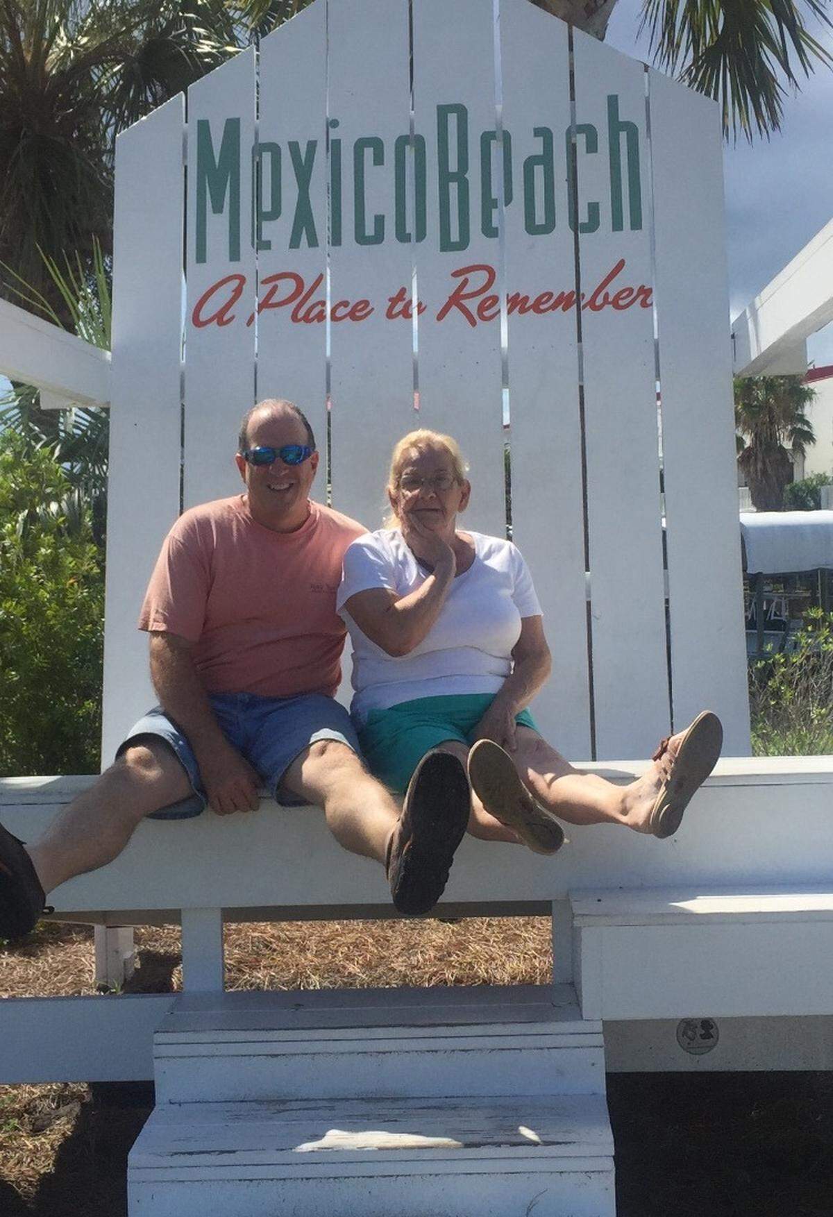 Agnes Vicari with her nephew Michael in Mexico Beach.