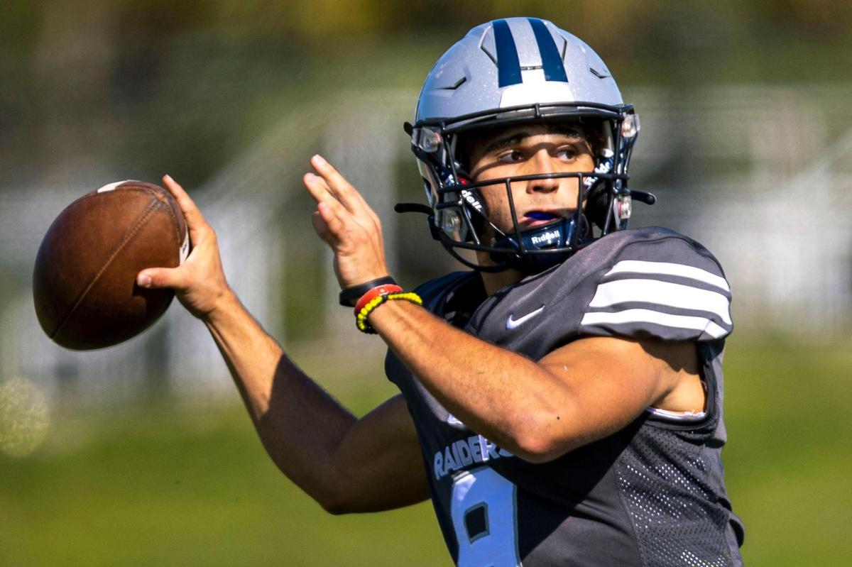 Gulliver Prep quarterback Davi Belfort (9) sets up to throw the ball during a high school football game against South Miami High at Tropical Park Stadium in Miami, Florida, on Thursday, October 27, 2022.