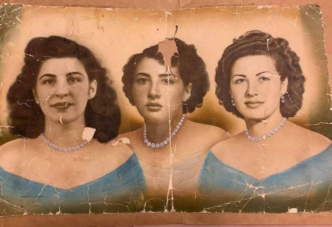 Julia Rabell, left, as a young woman in Matanzas, Cuba, with her sisters.