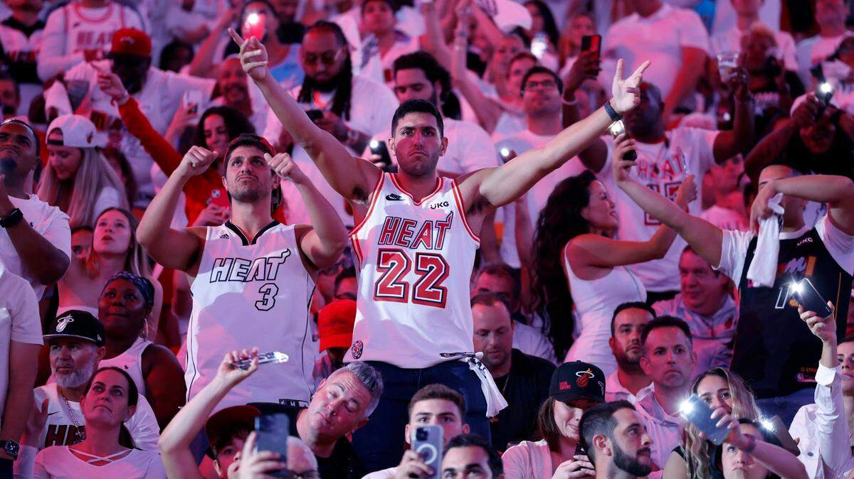 Miami Heat fans show their support during the game against the Boston Celtics in Game 4 of the NBA Eastern Conference Finals at the Kaseya Center in Miami on Tuesday, May 23, 2023. Boston forced Game 5 after defeating the Heat 116-99.