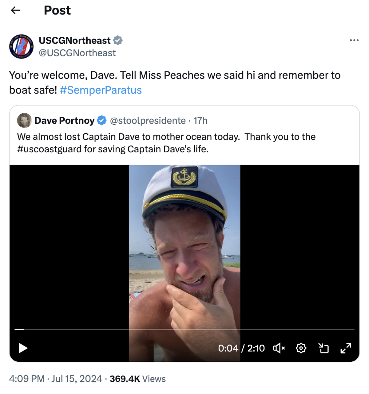 Barstool Sports founder Dave Portnoy rescued by coast guard while taking mom out to sea