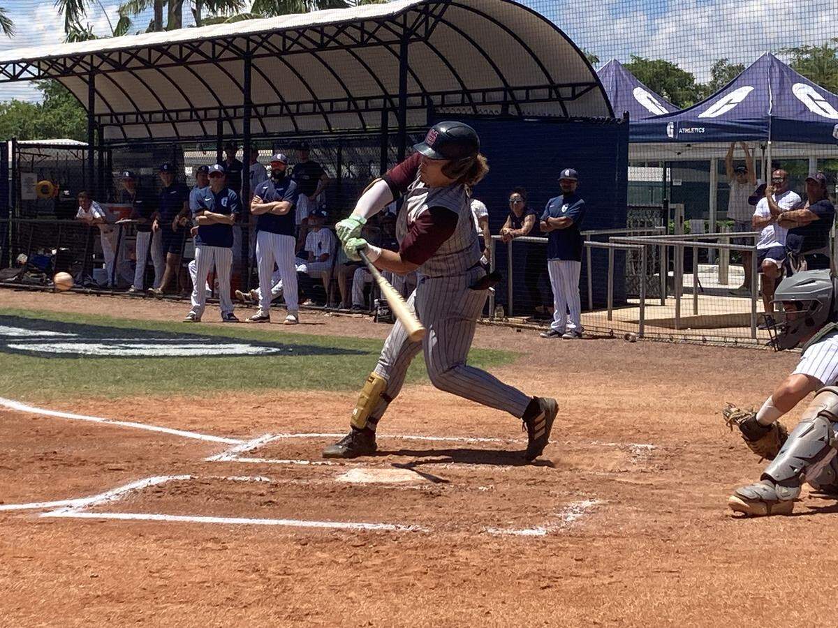 Miami Springs’ Esaul Pena went 3-for-4 with 2 RBI in the Golden Hawks’ decisive 7-2 win over Gulliver Prep on Saturday in the Region 4-3A baseball final at Gulliver.