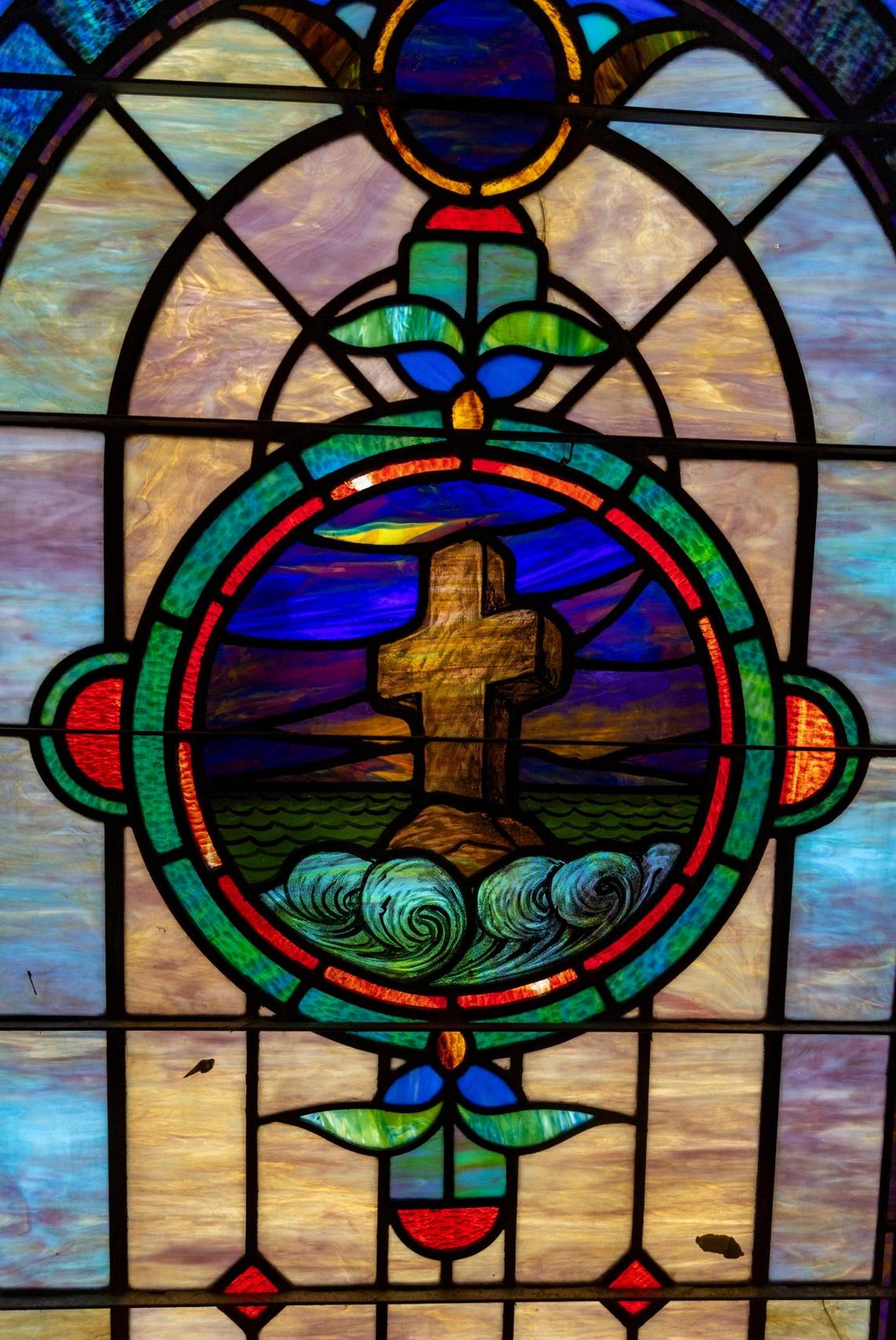 A stained glass window inside St. John Institutional Missionary Baptist Church, 1328 NW Third Ave, Miami.