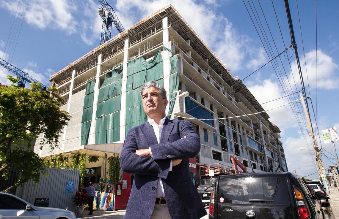 Carlos Rosso, president of condo development for The Related Group, stands in front of Wynwood 25, a micro-unit building at 227 NW 24th St. that is scheduled to be completed in early 2019. The building is composed of 289 micro-unit rentals.