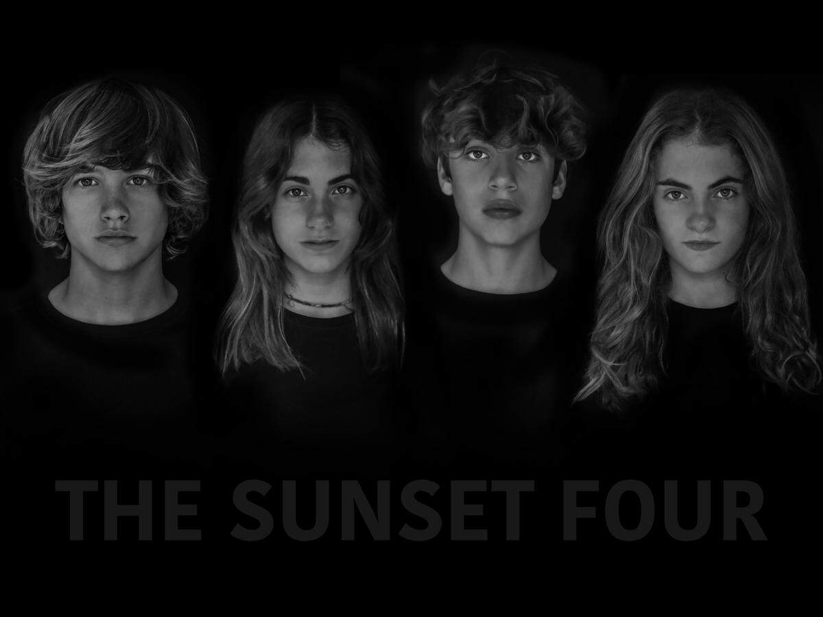 The Sunset Four are Oliver Lieberman (guitar/vocals portrays John Lennon), Zoe Lyons (lead vocals), Warren Bromley (bass portrays Paul McCartney) and Evangeline Lyons (drums playing Ringo Starr’s position).