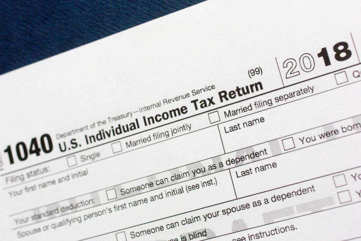 A portion of the 1040 U.S. Individual Income Tax Return form for 2018.