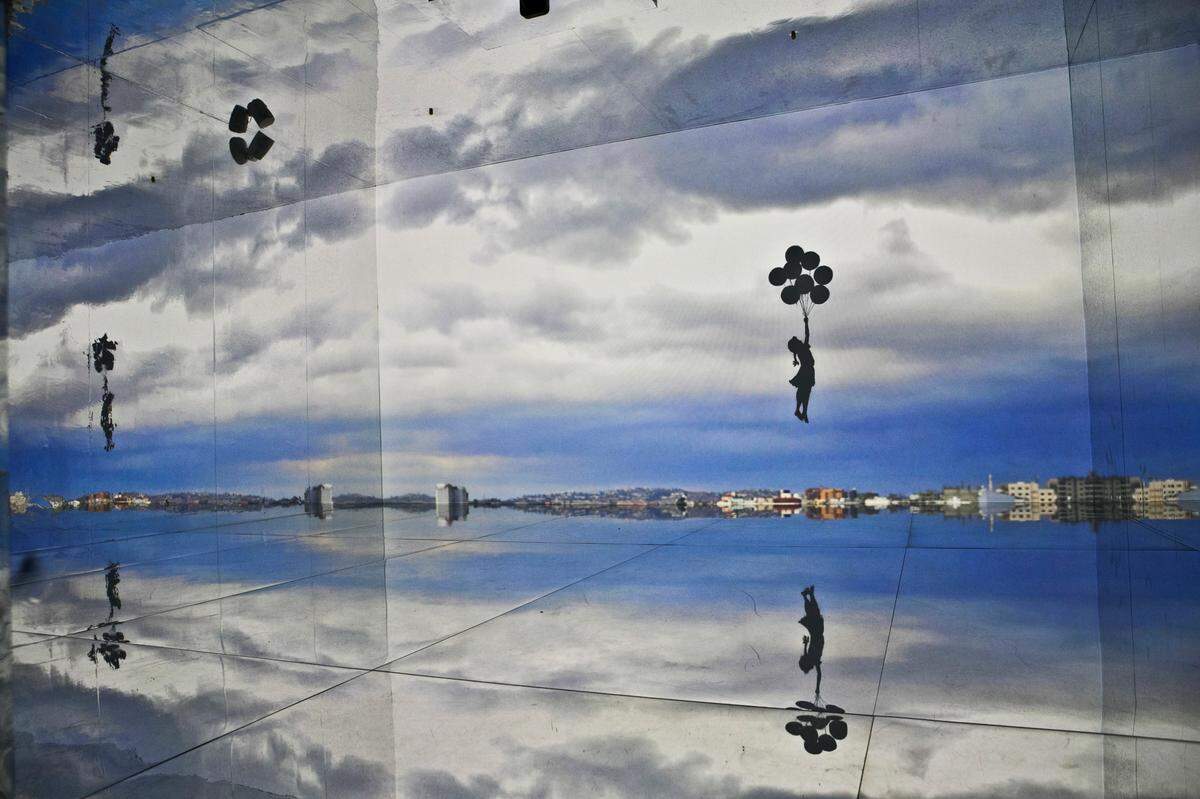 One of the works from the “Infinity Room” at “The Art of Banksy: Without Limits.”