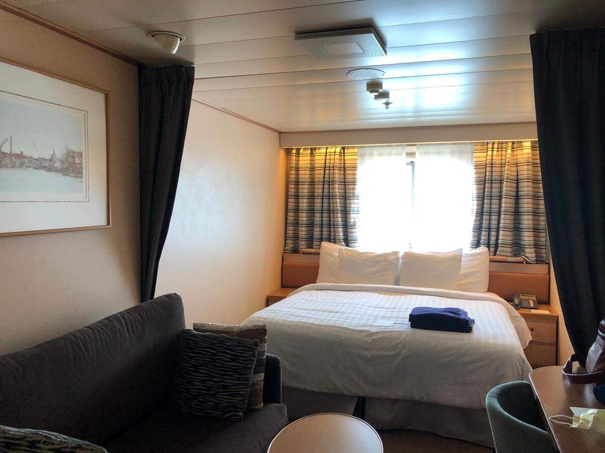 Cabin 2620 aboard the Holland America Rotterdam cruise ship, where Florida couple Laura Gabaroni Huergo and Juan Huergo are stranded during the coronavirus pandemic.
