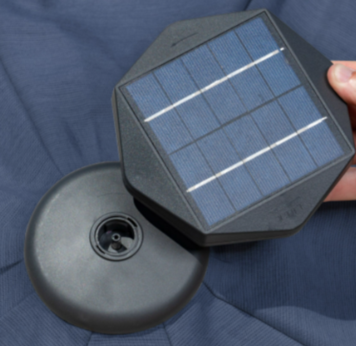 The solar puck at the top of the recalled SunVilla umbrellas sold by Costco