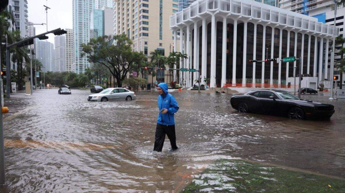 Tropical Storm Eta flooded downtown Miami, where much of the city’s high-rise development is concentrated, in 2020.