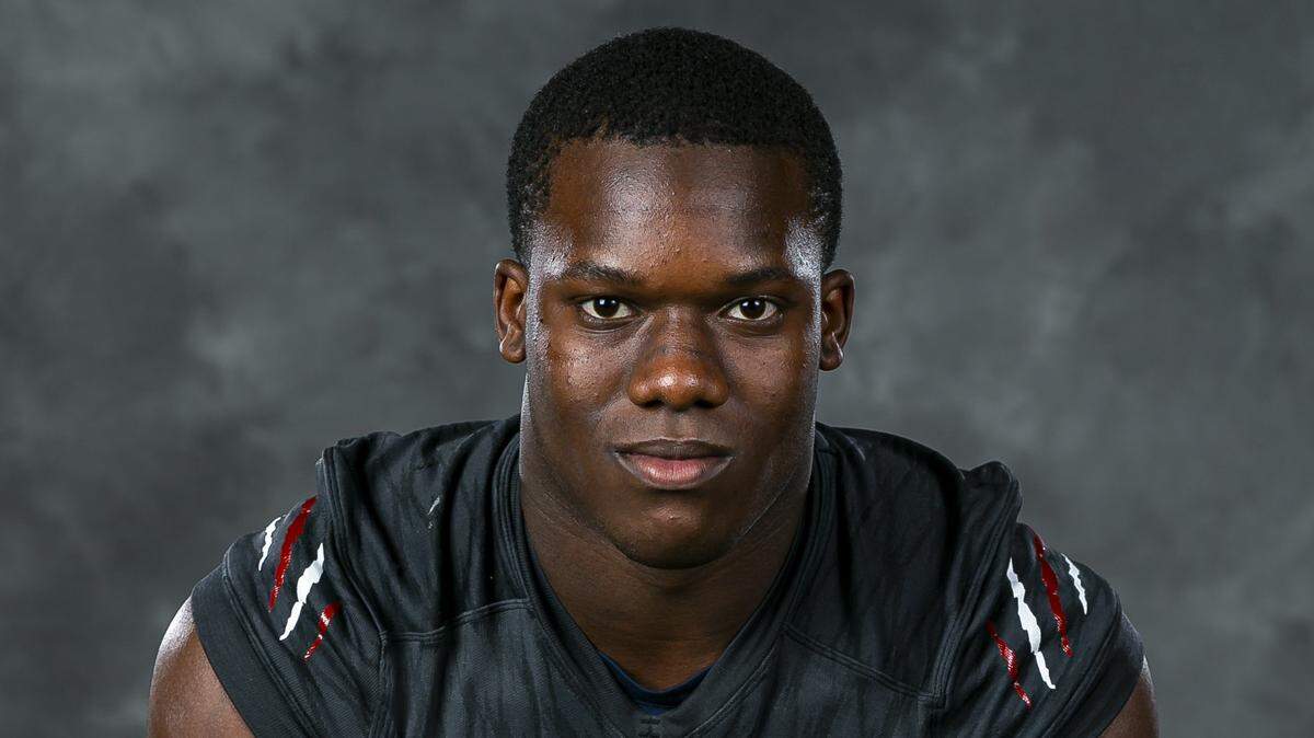 Thaddius Franklin Jr., from Chaminade-Madonna College Preparatory, attends High School Football Media Day at the Hard Rock Stadium in Miami Gardens on Saturday, August 3, 2019.