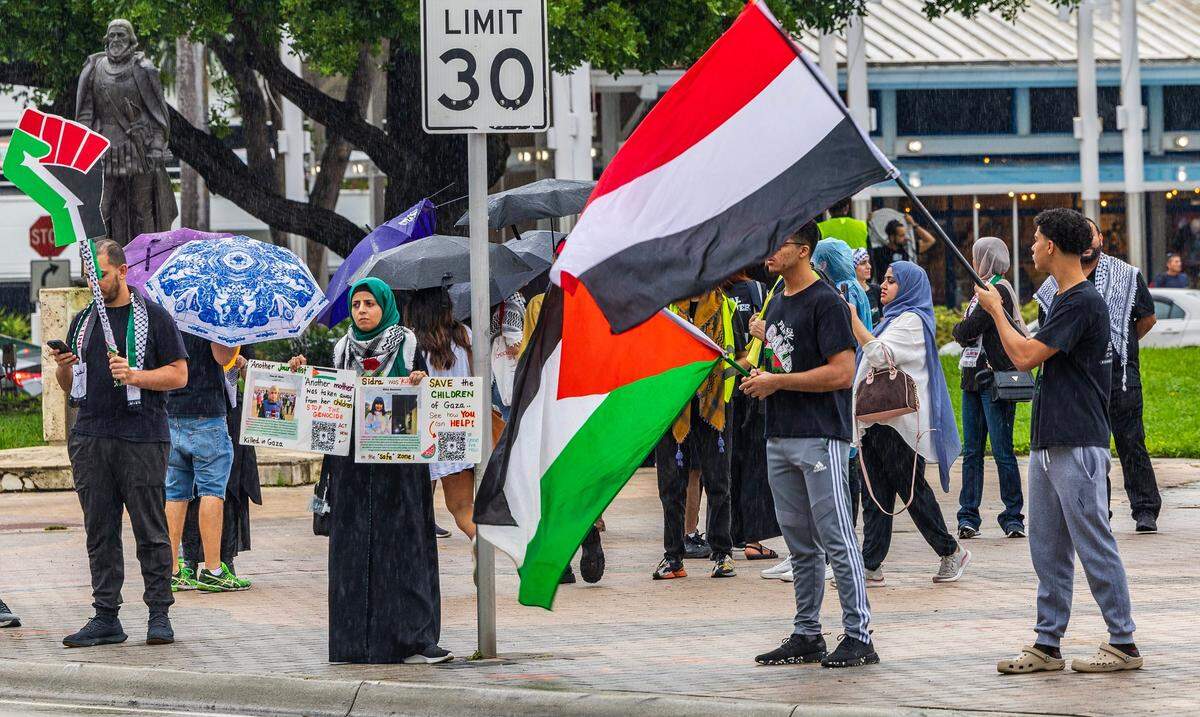 Pro Palestinian demonstrators waved flags from middle eastern countries, shouted slogans in support of the Palestinian cause.