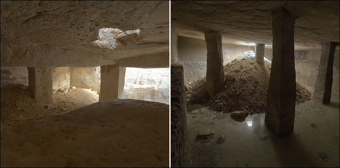Massive underground cisterns would have been used to hold water in the desert environment.