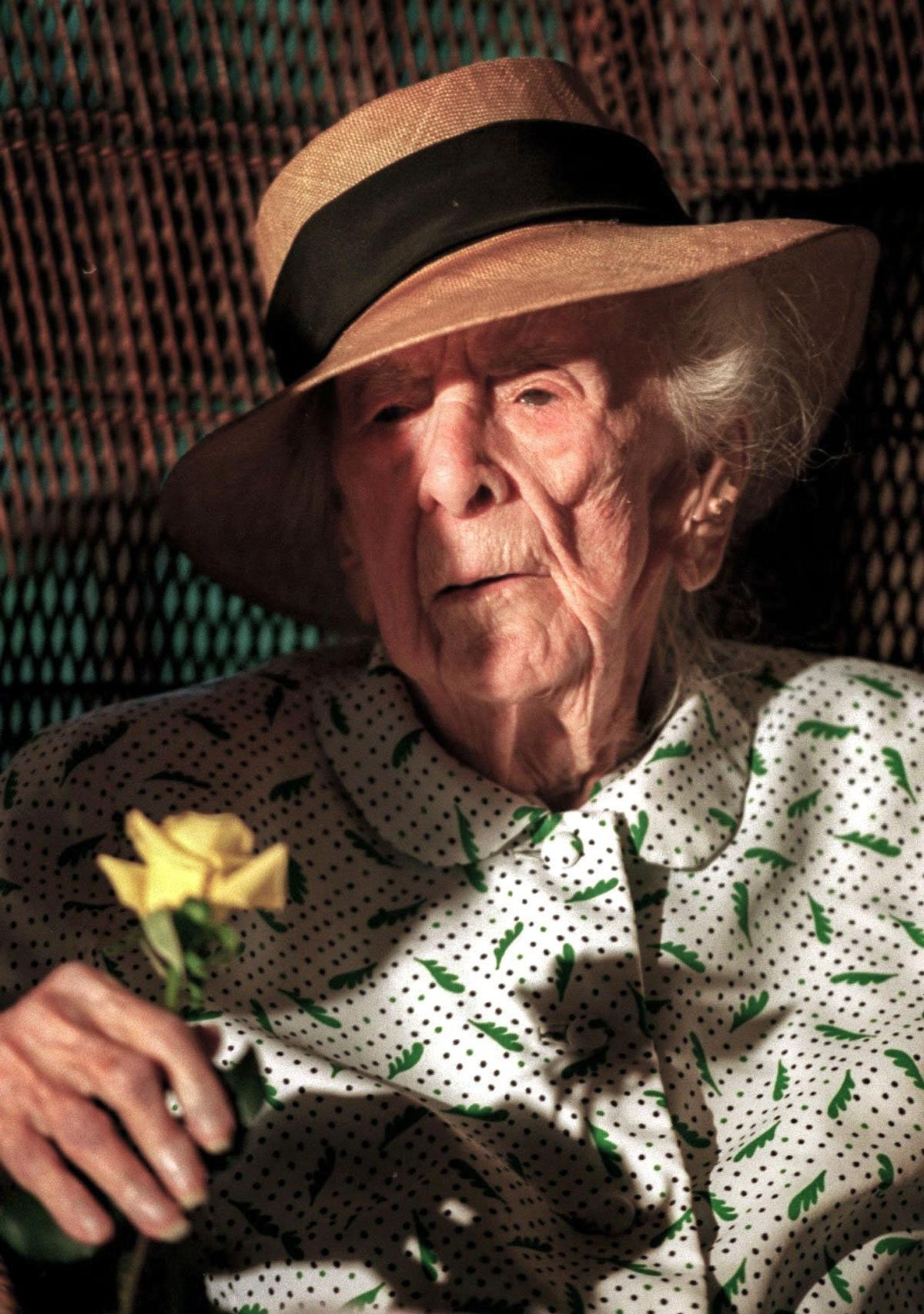 Marjory Stoneman Douglas is showing celebrating her 105th birthday at her home in Coconut Grove, She died there three years later at age 108.