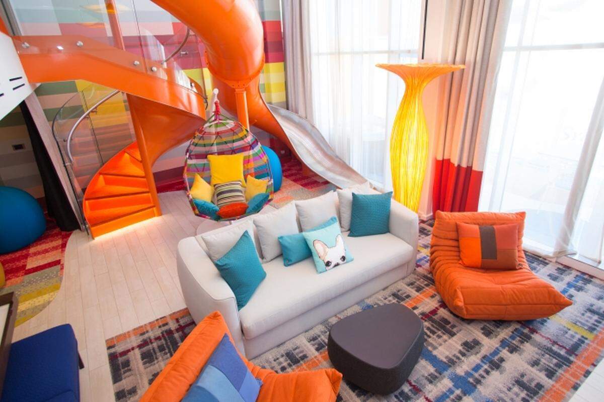 The Ultimate Family Suite on board Symphony of the Seas sleeps eight.