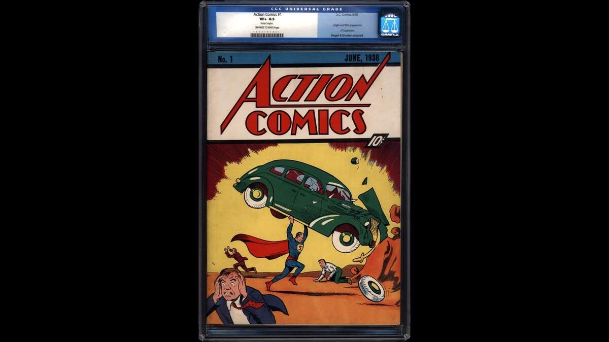 Action Comics No. 1, June 1938, the first appearance of Superman. Action Comics No. 1,000 goes on sale at midnight Wednesday.