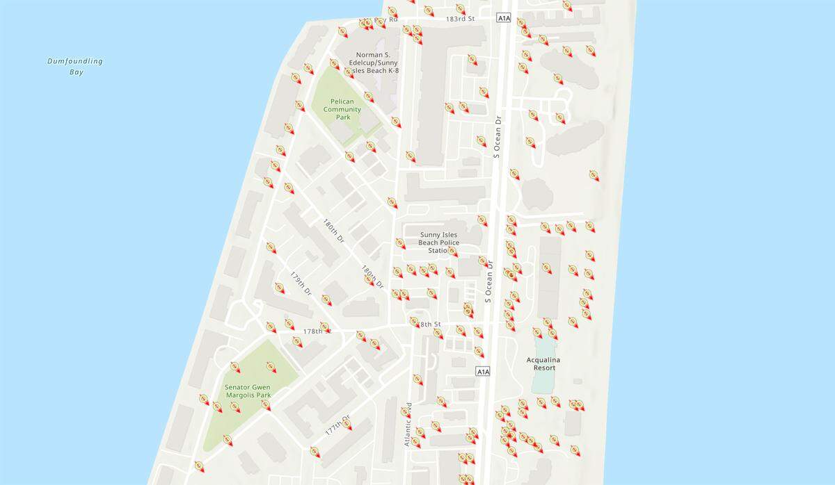 To help alleviate increasingly common flooding along the Miami-Dade coastline, more than 5,700 stormwater drainage wells have been installed within just over half a mile off the shoreline. The wells pump flood waters into an already saturated underground. Some experts speculate that could contribute to land and building subsidence.