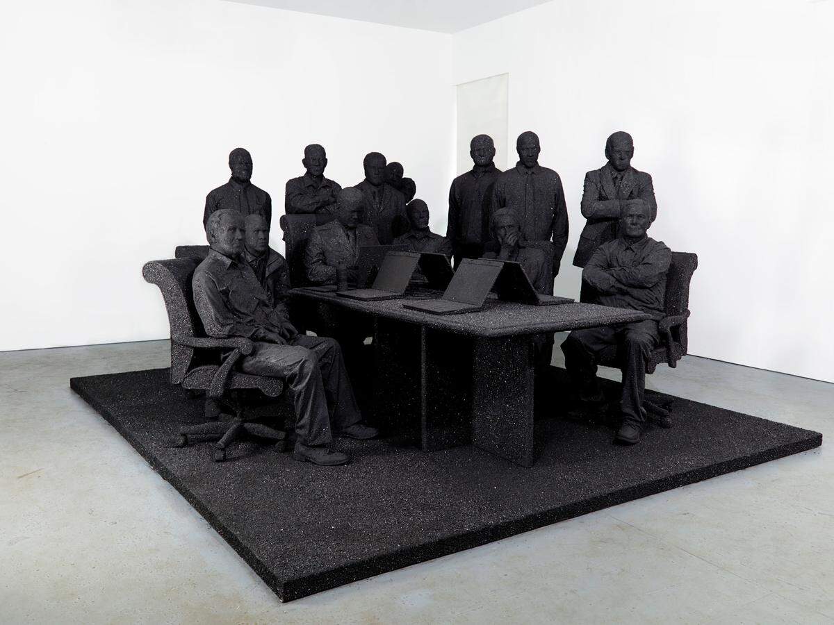 Margulies Warehouse presents Will Ryman’s 2014 “Situation Room,” a life-size sculpture depicting the moment when President Obama and the security council witness the death of Osama bin Laden.