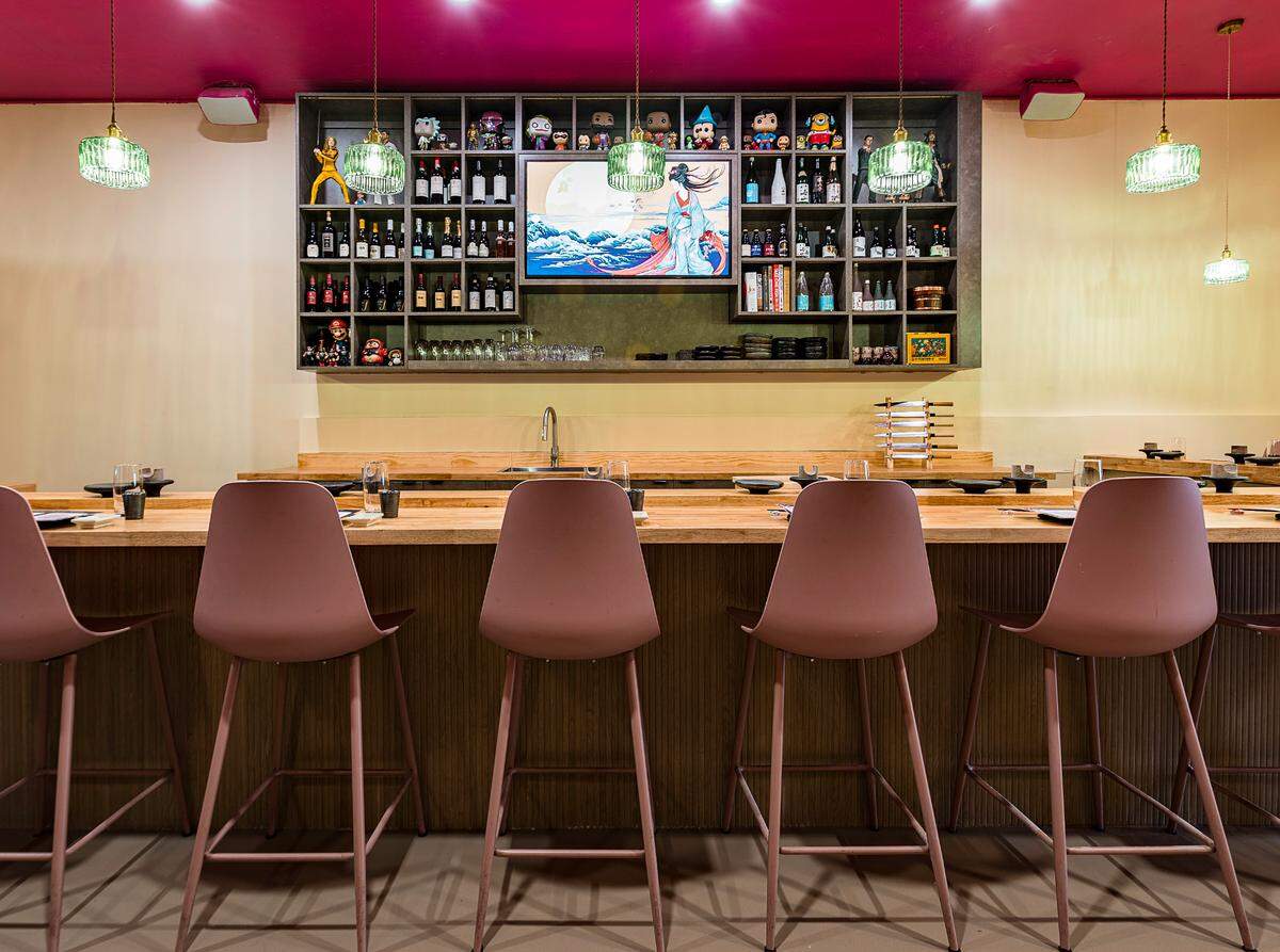 The counter at Miss Crispy Rice in Coral Gables.
