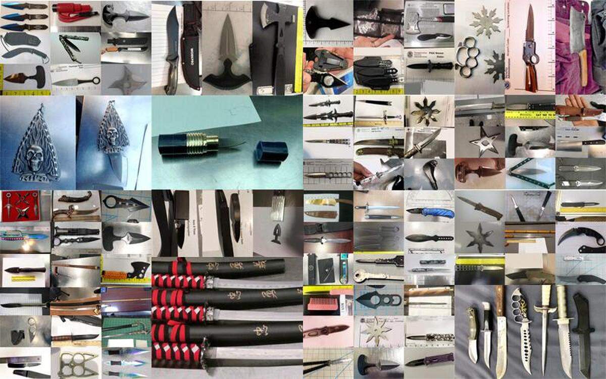 TSA agents seized swords, throwing stars and lots of knives people had in their carry-on luggage in 2019.