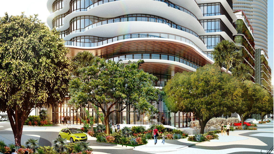 Construction will soon start on a 54-story apartment rental project along the Miami River. Above: A rendering of the residential tower.