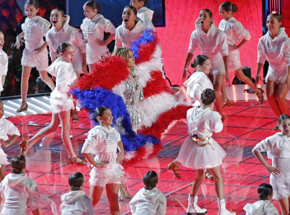 Jennifer Lopez performs during the Super Bowl 54 halftime show at Hard Rock Stadium on Sunday, Feb. 2, 2020, in Miami Gardens, Florida.