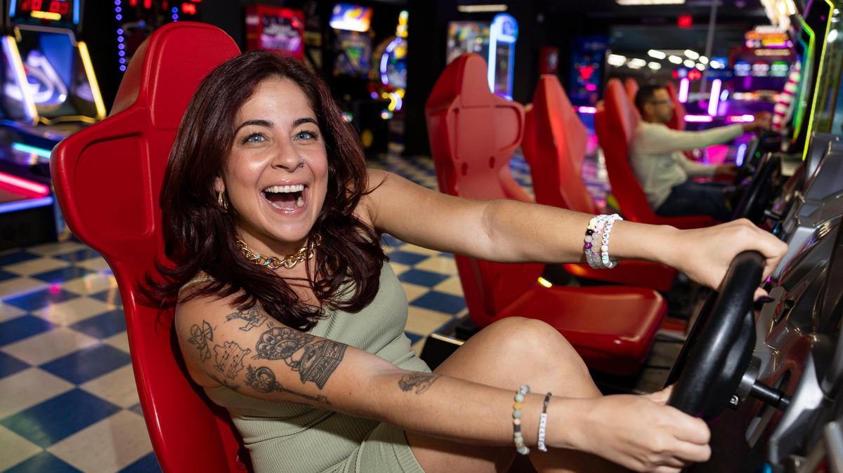 Comedian Brittany Brave visits the arcade inside of Bird Bowl in Westchester. Brave, who grew up in Miami’s Kendall neighborhood, is hosting a comedy showcase in Miami this week.