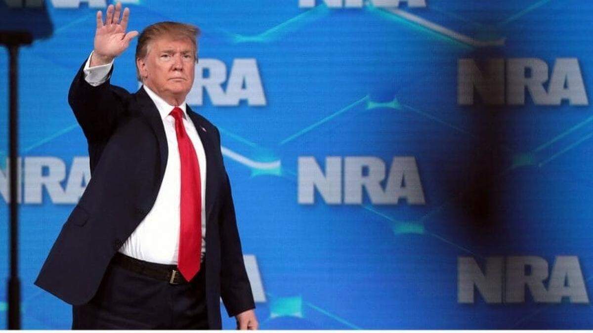 President Trump appears at the 148th NRA Annual Meetings & Exhibits in April 2019. 