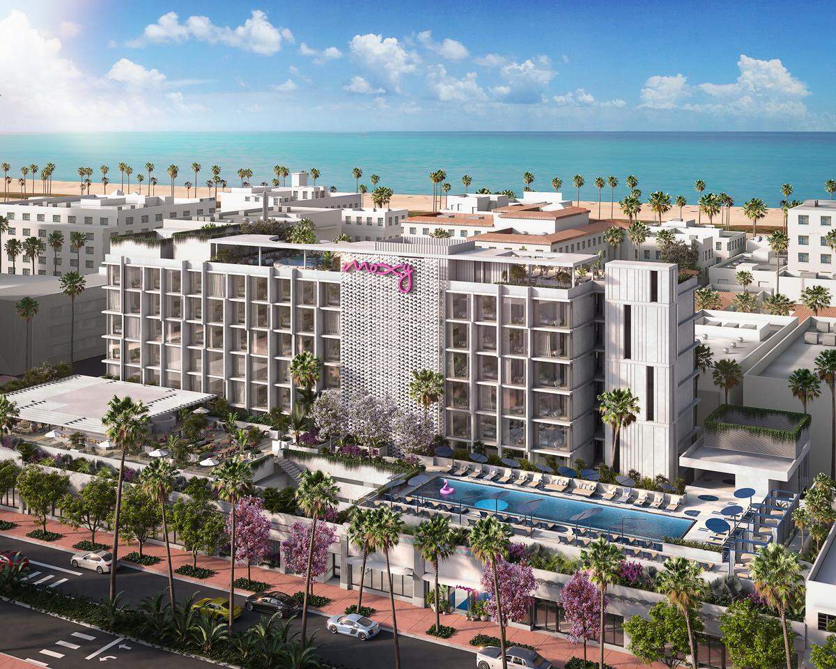 A rendering of the Moxy South Beach hotel on Washington Avenue in Miami Beach.