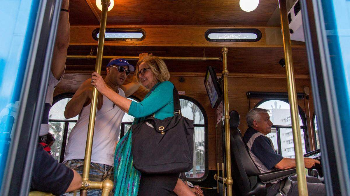 Eileen Higgins, then a candidate for Miami-Dade's District 5 commission seat, takes a bus to go back home in downtown Miami after a campaign stop at the Miami Beach Women's Club on Tuesday, May 8, 2018.