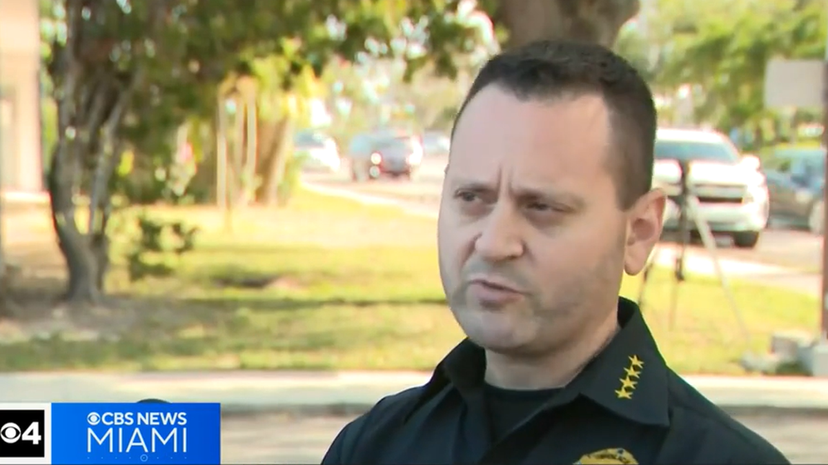 Pinecrest Police Chief Jason Cohen is interviewed by CBS News Miami after a Pincecrest officer shot another during a training exercise at Homestead Training Center on Wednesday, April 10, 2024.